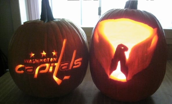 Libby Dufour carved two Washington Capitals-themed pumpkins.