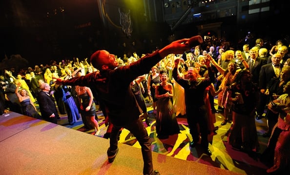 Attendees celebrated 40 years of Wolf Trap with a congo line and the “Ageless Wonder”