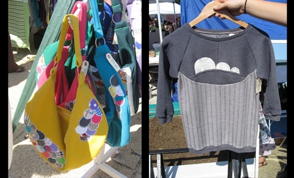 Felt-applique hobo bags and fleece tops from B-kao.