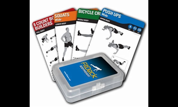 In a workout rut? FitDeck Exercise Playing Cards can shake things up. Draw a few cards from the deck at random and voilà—you’ve got an on-the-fly circuit workout with no equipment required. Fitdeck.com, $14.95.