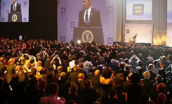 As soon as President Obama took the stage, the crowd broke out their digital cameras and camera phones.