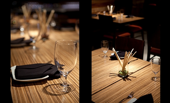 Chopsticks sit on every table.