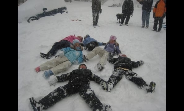 "Photos of my kids, Kayla (10) and Logan (8) Ehrlich, and their friends in our neighborhood in Arlington during the December storm."