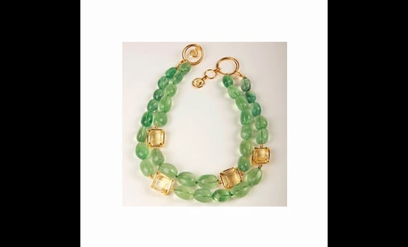 Bounkit lemon quartz and fluorite necklace, $870 at Charm Georgetown (2910 M St., NW; 202-298-0420).