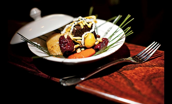 The Korean fusion restaurant DaMoim braises succulent short rib with carrots and chestnuts.