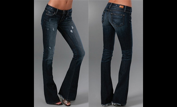 Skinny, dark-wash flares are slightly retro, and this season's hottest silhouette.