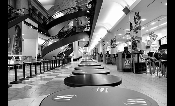 The empty food court at Union Station.