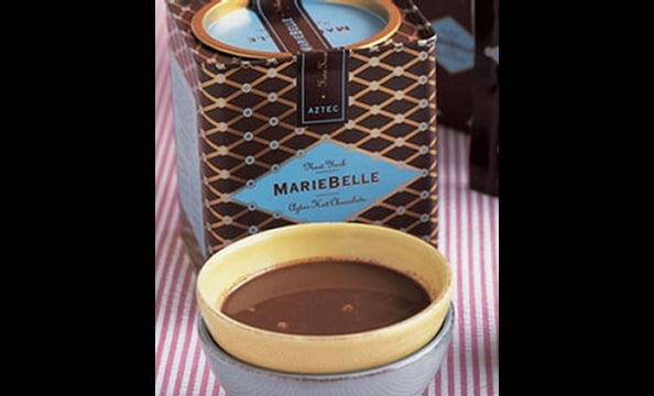 Classic hot chocolate gets a spicy kick, and goes down especially smooth when paired with homemade vanilla marshmallows from Alexandria's Buzz Bakery (703- 600-2899). Maribelle New York Aztec hot chocolate, $25.