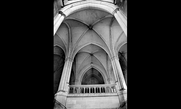 A haunting interior vaulted ceiling.