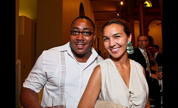 Top Chef contestant and local chef Timothy Dean and Washington, DC Deputy Mayor Valerie Santos.