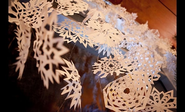 Havndrup's paper snowflakes—all cut from discarded documents—may have been created using elementary procedures, but their elegantly intricate design looks anything but.
