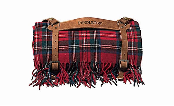 Wrap him with love: Pendleton’s wool throw comes with a leather carrier. Bloomingdale’s, $99.99. 