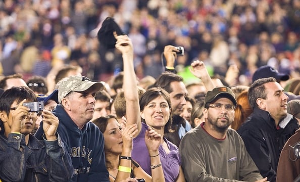 Fans cheer U2 at their Tuesday night show at FedEx Field.