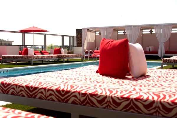 Hop from the pool to these large lounge beds to dry off.