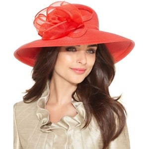 This bright hat would give a neutral dress the perfect pop of color.