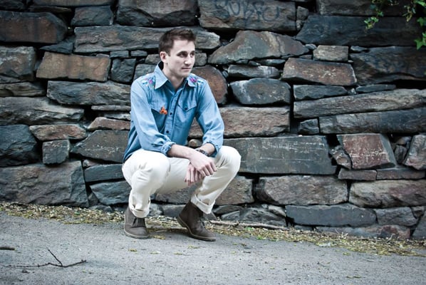 Embroidered denim shirt from It’s Vintage Darling, and slacks and Clarks desert boots from Federal.