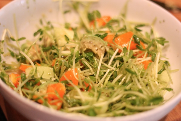 Snow Pea Shoot Salad with Honeydew