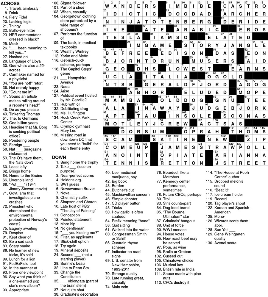 July 2013 Crossword Puzzle Answer Key | Washingtonian