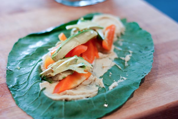 Collard and Hummus Wraps