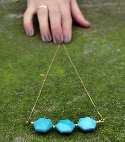 The jewelry maker, Lanyapi, is originally from California, but a favorite of (and sold by) the Mount Pleasant-based Jackie Flanagan. Faceted turquoise necklace, $49 at <a href="http://nanadc.myshopify.com/products/faceted-turquoise-necklace-by-lanyapi">Nana</a>.