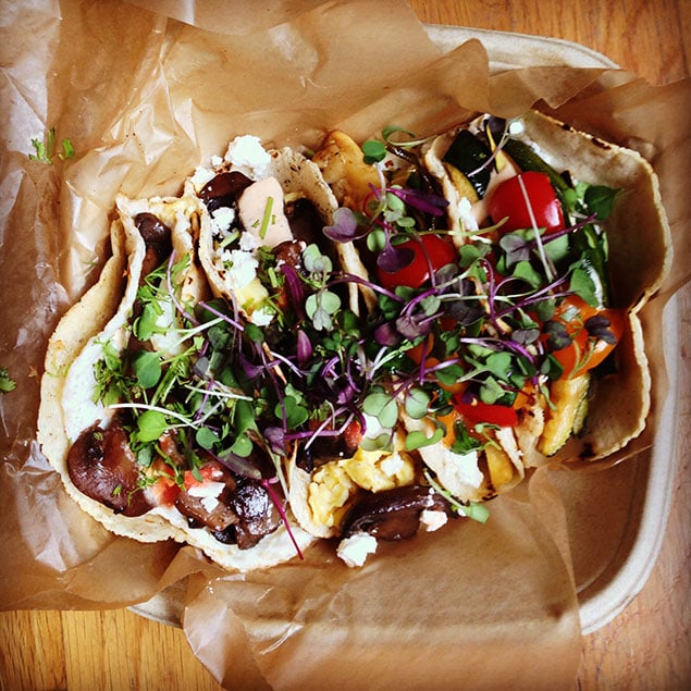 Vegetarian tacos from Chaia. Photo by Anna Spiegel.