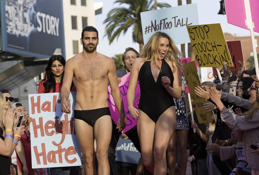 ANTM contestants Nyle and Samantha model swimwear in Hollywood. 