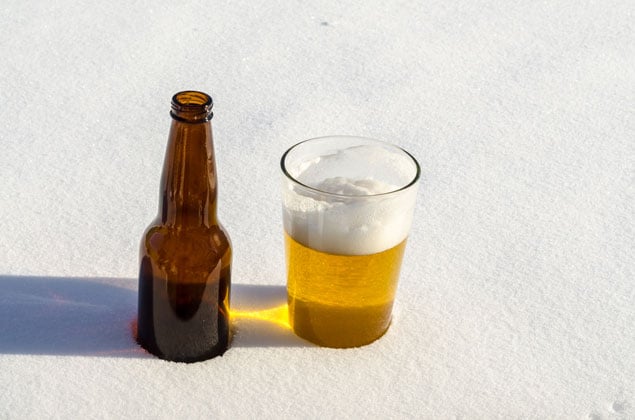 A beer in the snow.