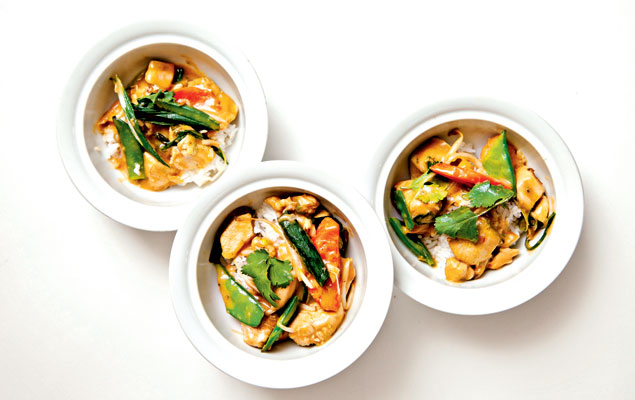 A family meal recipe from the Source: red curry chicken. Photograph by Scott Suchman