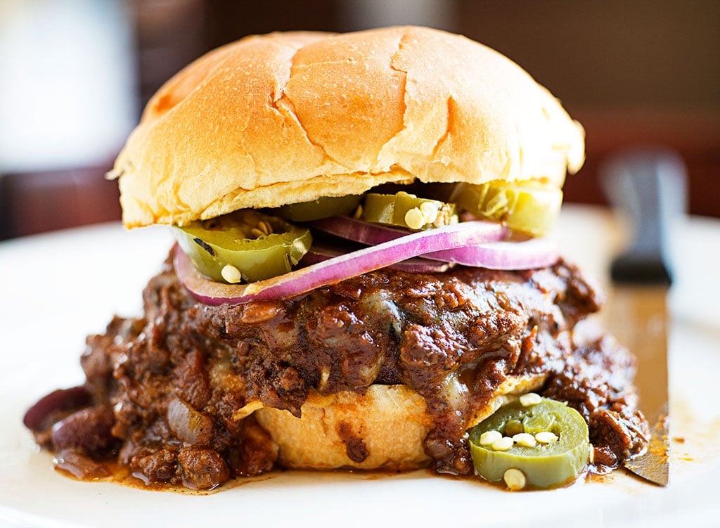 arlington_neighborhoodguide_rayshellburger - Washingtonian Cheap Restaurants in Arlington. The Brimstone Burger at Ray's. Photograph by Scott Suchman.