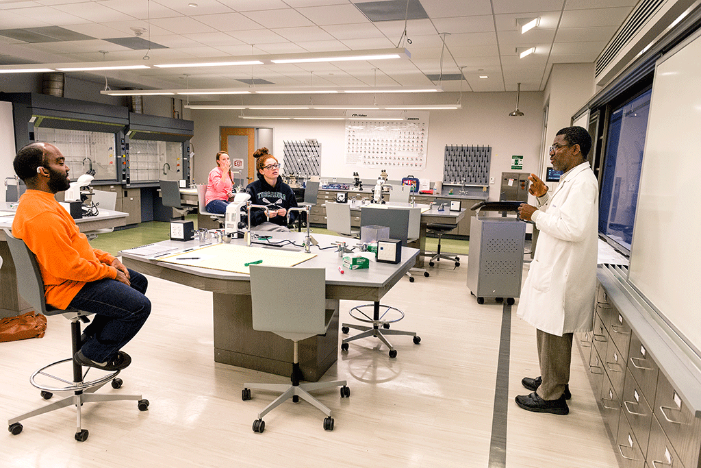 Before designing new lab rooms like this one, Hansel Bauman filmed professors' movements. Photograph by Andrew Propp.