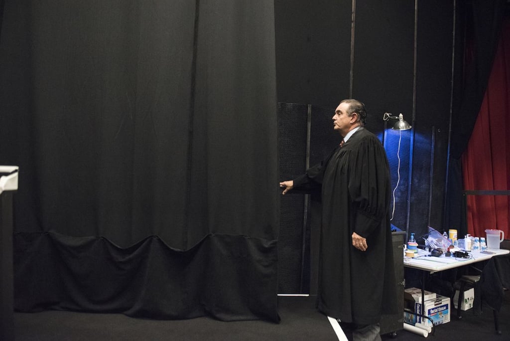 The Originalist. Edward Gero in costume as Antonin Scalia. Photograph by Lauren Joseph.