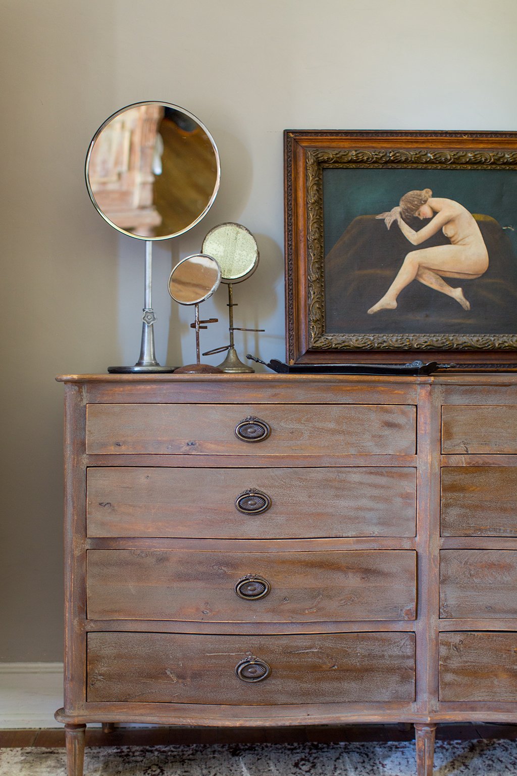 bluemonthome_dressershavingmirrors - Washingtonian Bluemont, Virginia mansion. Photograph by Dan Chung.