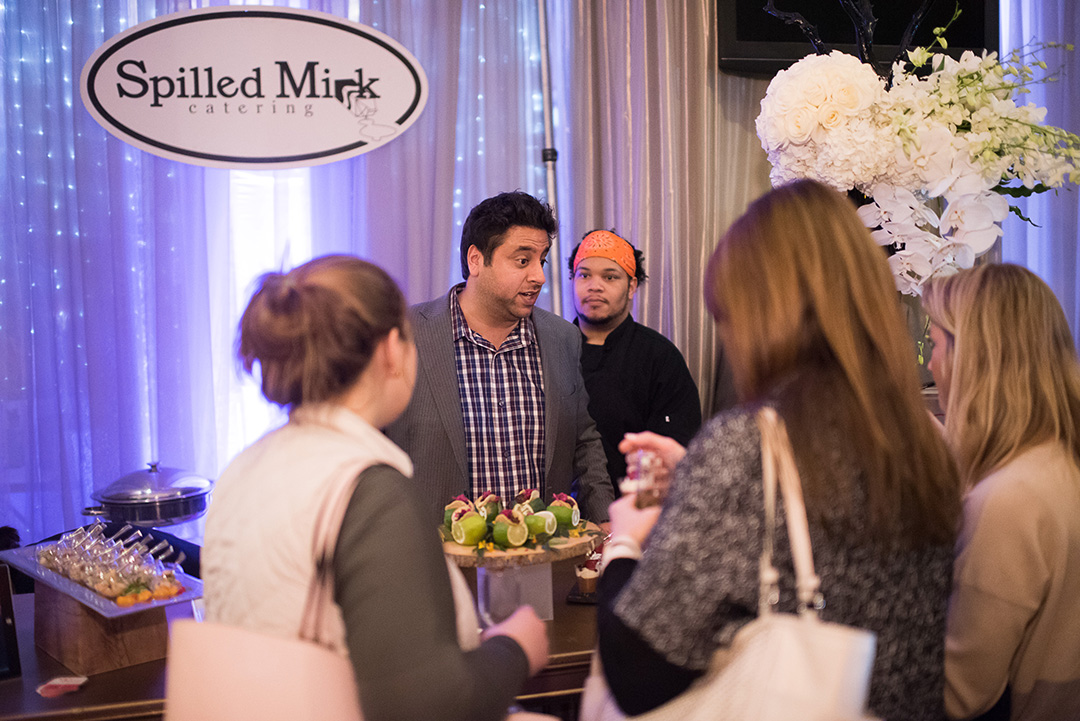 Spilled Milk Catering served delicious mini tacos and other hors d'oeuvres for guests to try. 