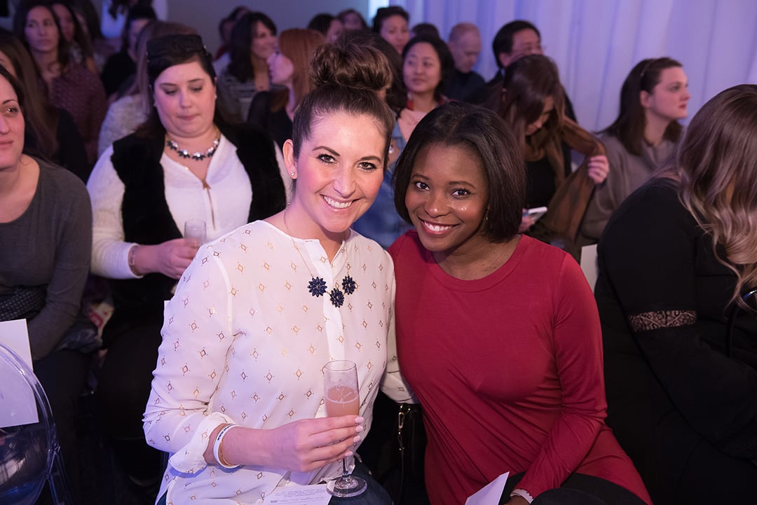 Jummy Olabanji and Amy Downing pose for a photo before the runway show. 