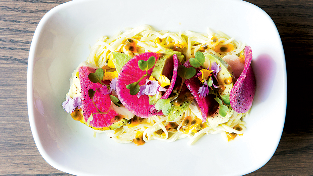 Pickled rockfish with green papaya and winter radish at Convivial in Washington, DC. Photograph by Scott Suchman.