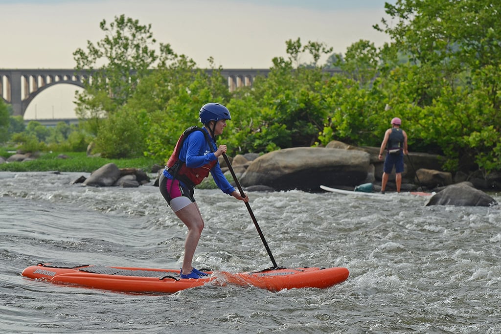 richmond_travelguide_riversideoutfitters - Washingtonian Paddleboarding with Riverside Outfitters in Richmond. Photograph by Rich Young.