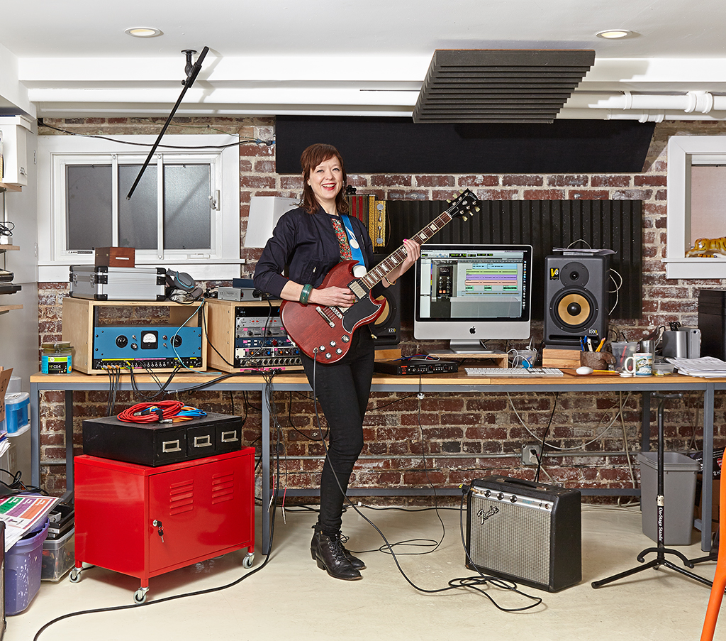 Between tours with her new band, Ex Hex, Mary Timony trains aspiring rockers in the basement studio of her childhood home. Photograph by Jeff Elkins.