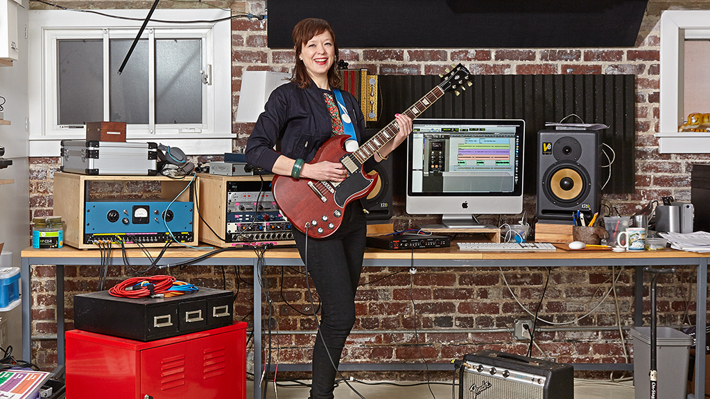 Between tours with her new band, Ex Hex, Mary Timony trains aspiring rockers in the basement studio of her childhood home. Photograph by Jeff Elkins.
