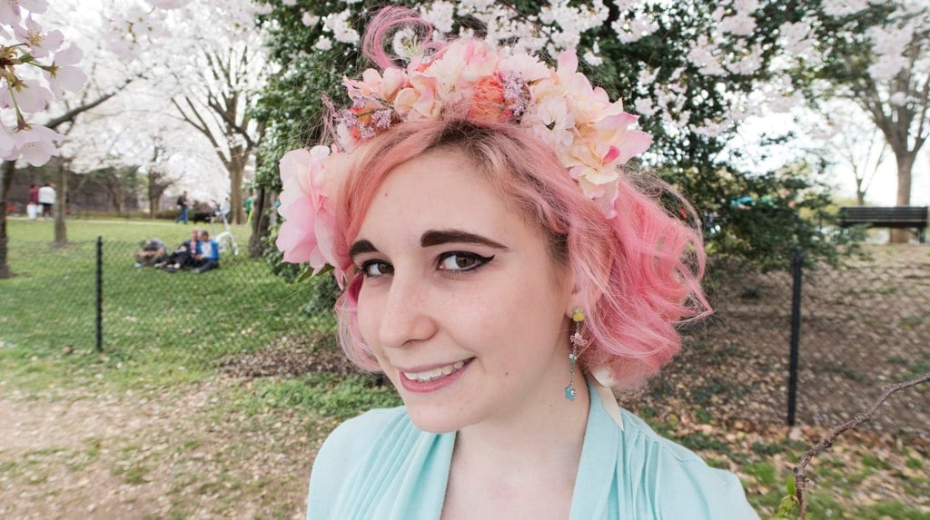 She made the flower crown herself.