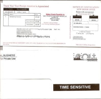 One of the bogus renewal notices.