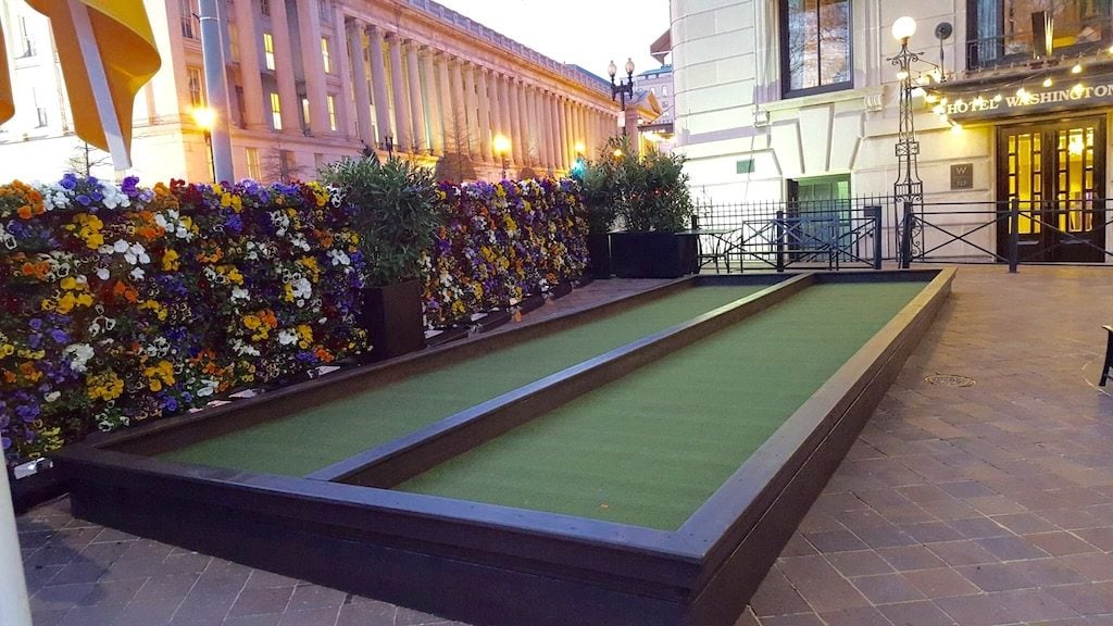 Bocce courts equipped with glow-in-the-dark balls make nighttime games more fun. Photograph courtesy of the DC Bocce League