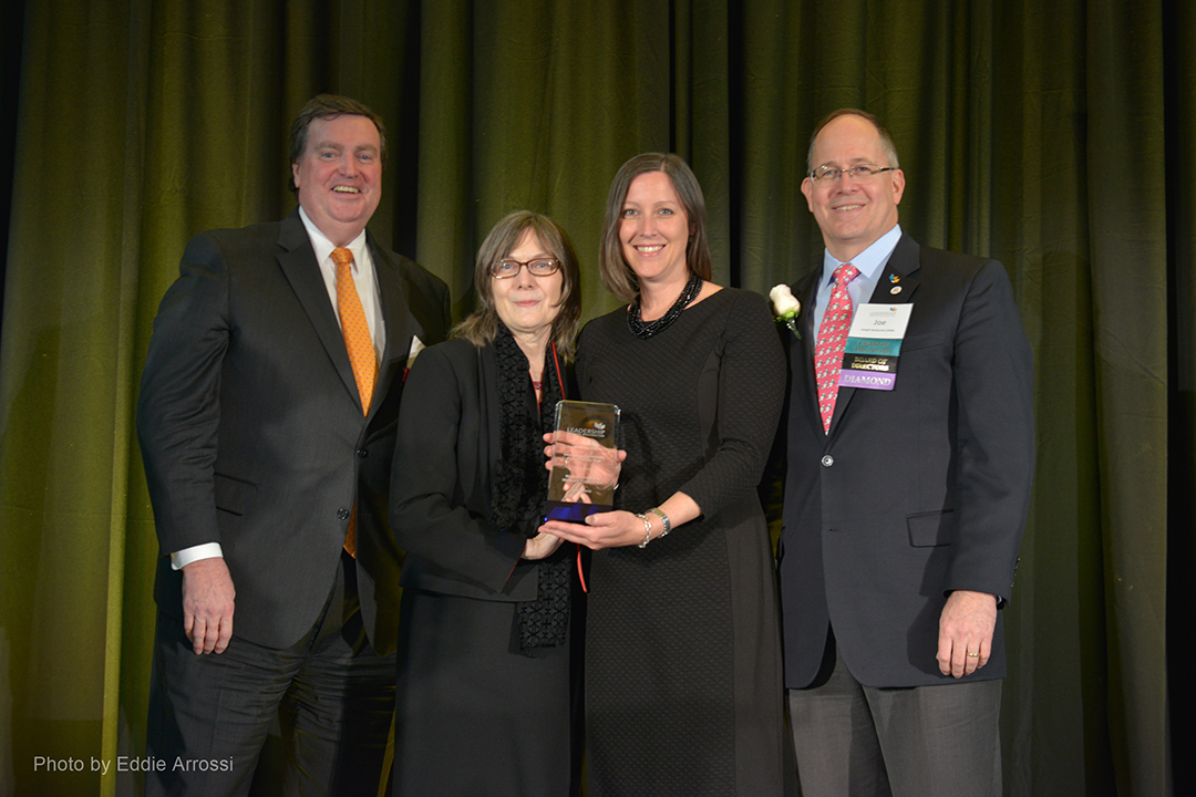 LGW President & CEO Doug Duncan (’15), Rose Ann Cleveland (’07) of the Morris & Gwendolyn Cafritz Foundation, Jennifer Lockwood-Shabat (’15), Executive Director of the Washington Area Women’s Foundation – LGW’s 2016 Innovative Community Partner of the Year – and LGW Board Chairman Joe Budzynski (’06).