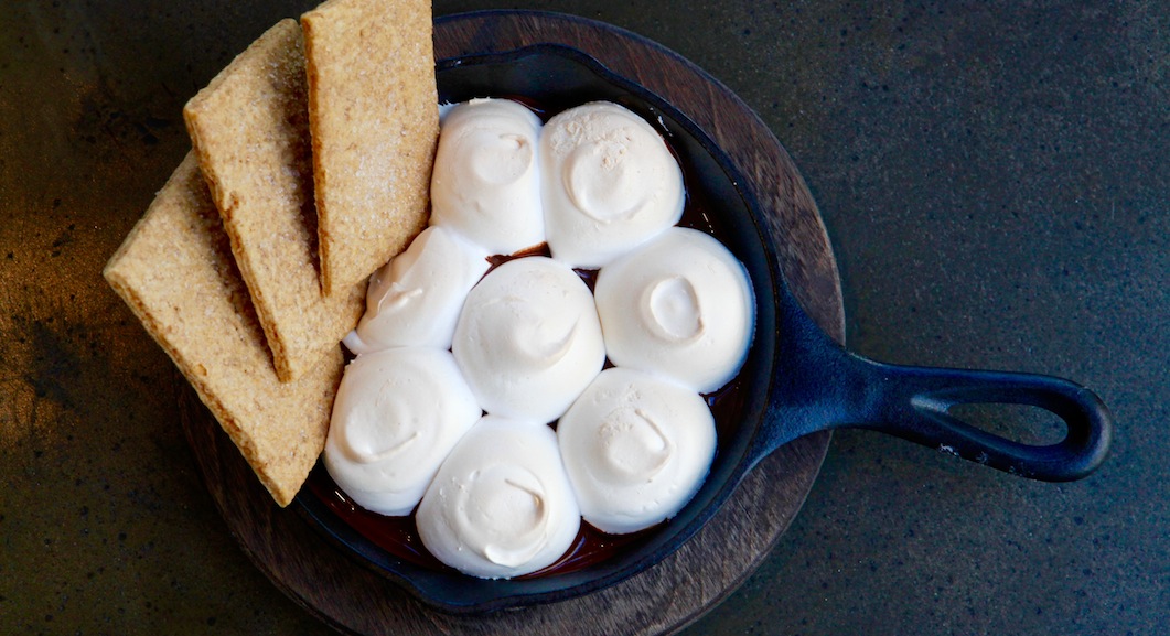 Bonfire serves fiery fare like this marshmallow "campfire skillet." Photography by Evy Mages.