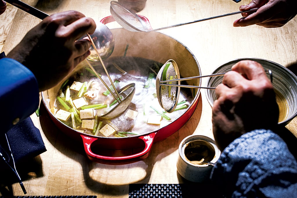 great places to eat around penn quarter. The custom-made hot pot table at the Source allows groups to huddle around the steaming, garlicky broth.