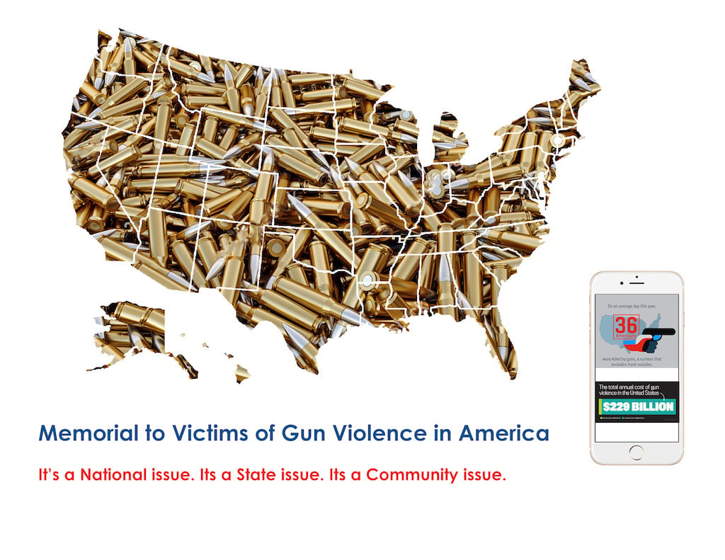 The gun-violence memorial would have an accompanying app.