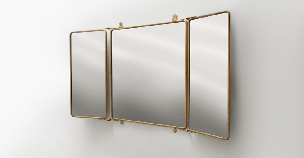 bathroom decor accessories Waterworks-Daphne-Metal-Trifold-Mirror