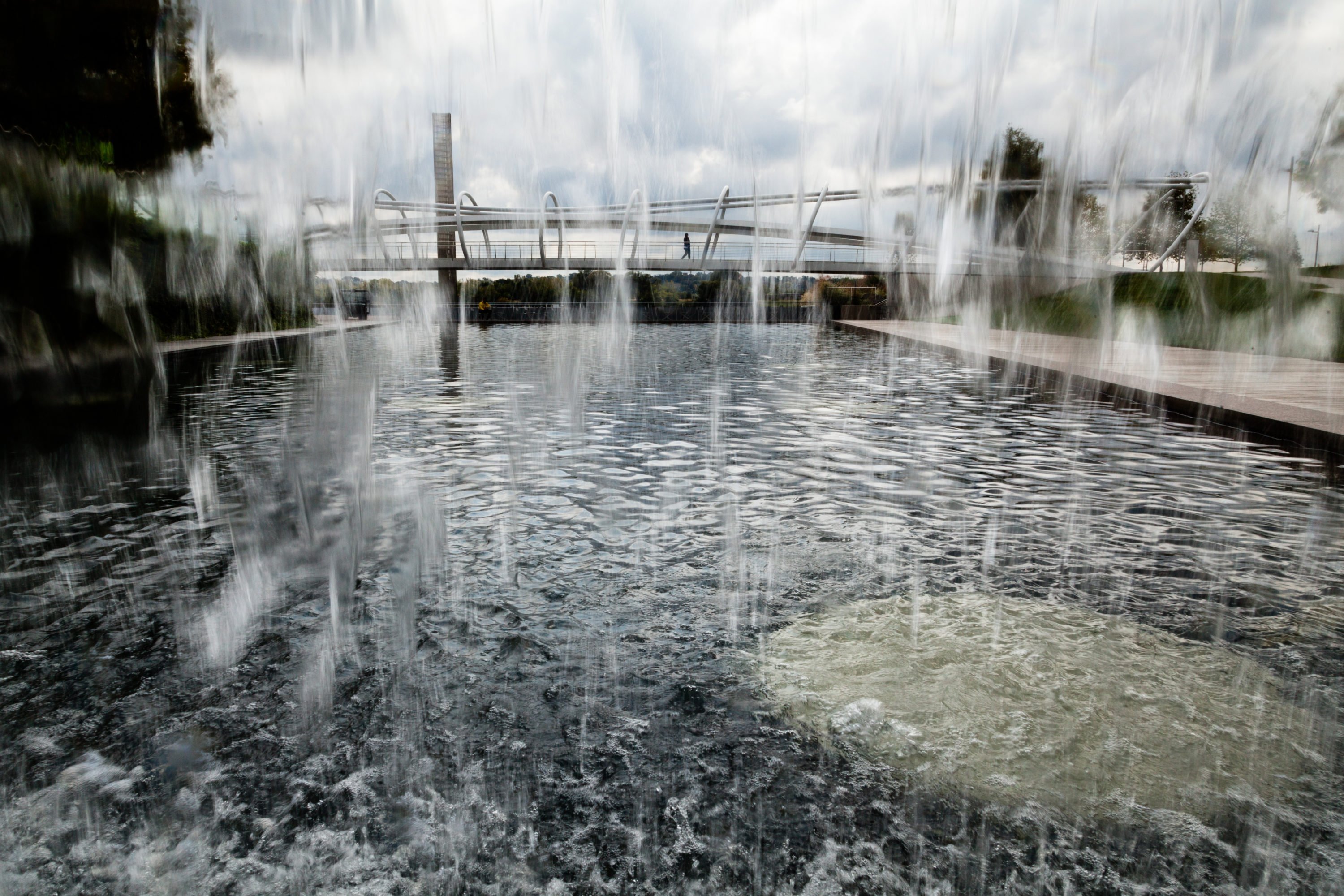 Water falls from an installation at Yards Park in Washington, D.C., on Oct. 1, 2014. The park is part of the 9-mile Anacostia Water Trail, which features natural areas as well as riverfront recreation and ends where the Anacostia meets the Potomac River.