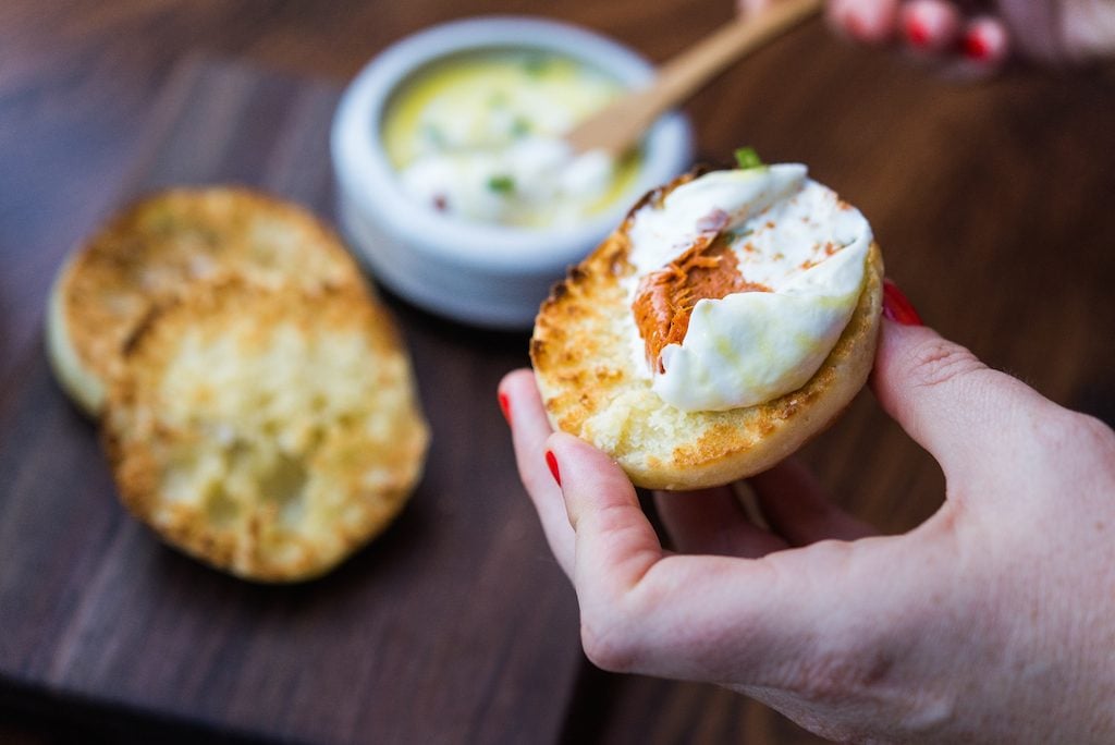 Dishes on the menu are "appetizer-plus" size, like homemade English muffins with spreadable nduja and yoghurt.