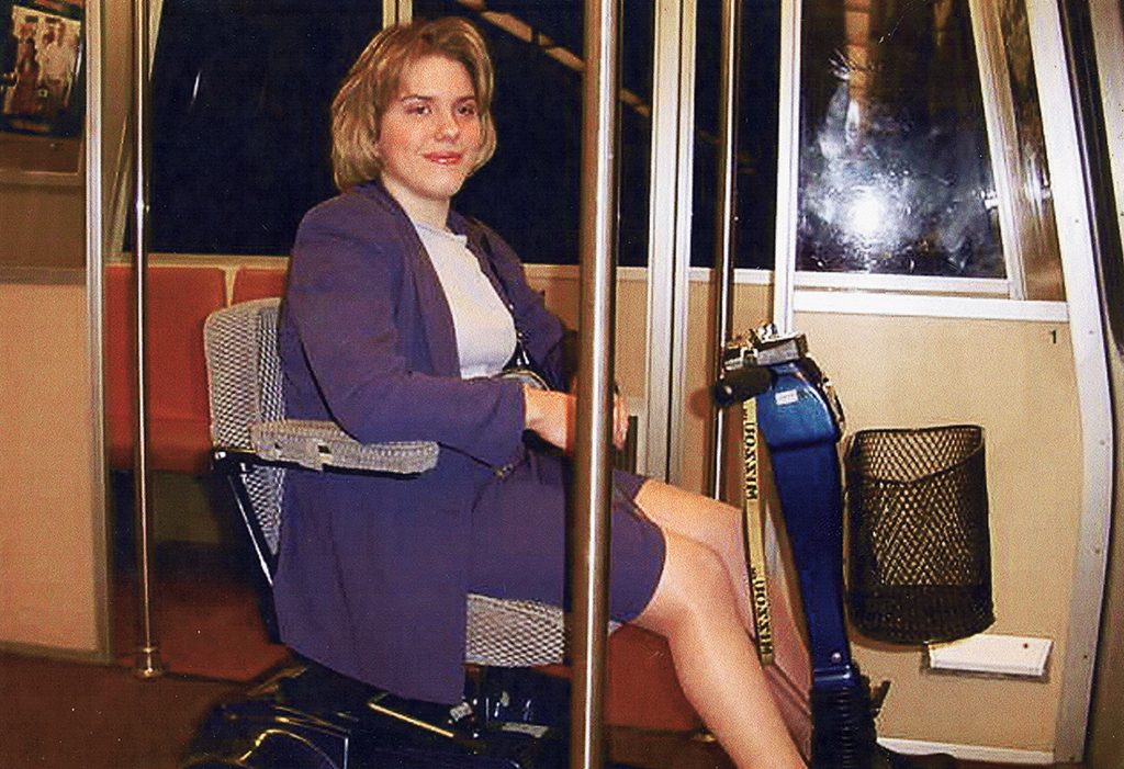 Watts interned in Washington during college–above, riding Metro to work in 2001–and moved here after graduating college. Photograph courtesy of Jamie Watts and Carolyn Gregory.