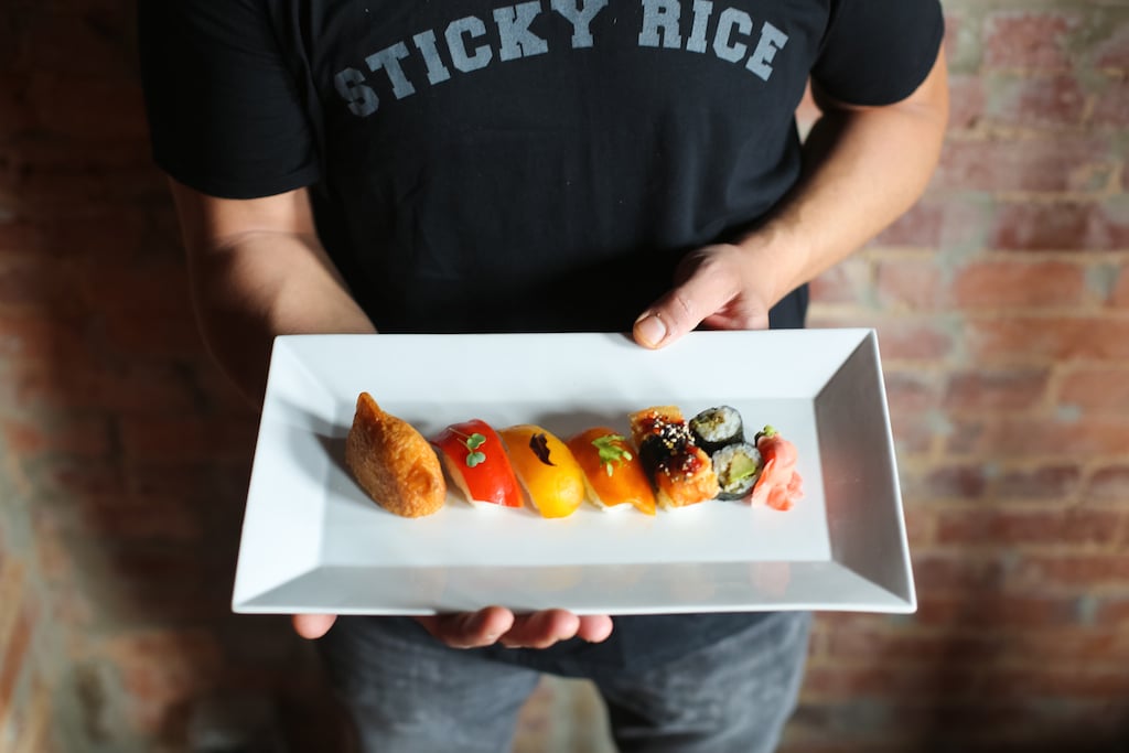 Sticky Rice Sushi - photo credit Victoria Milko - Washingtonian Summon your Sticky Rice waiter from SingSing Karaoke Palace, now open on H Street, Northeast. Photograph by Victoria Milko